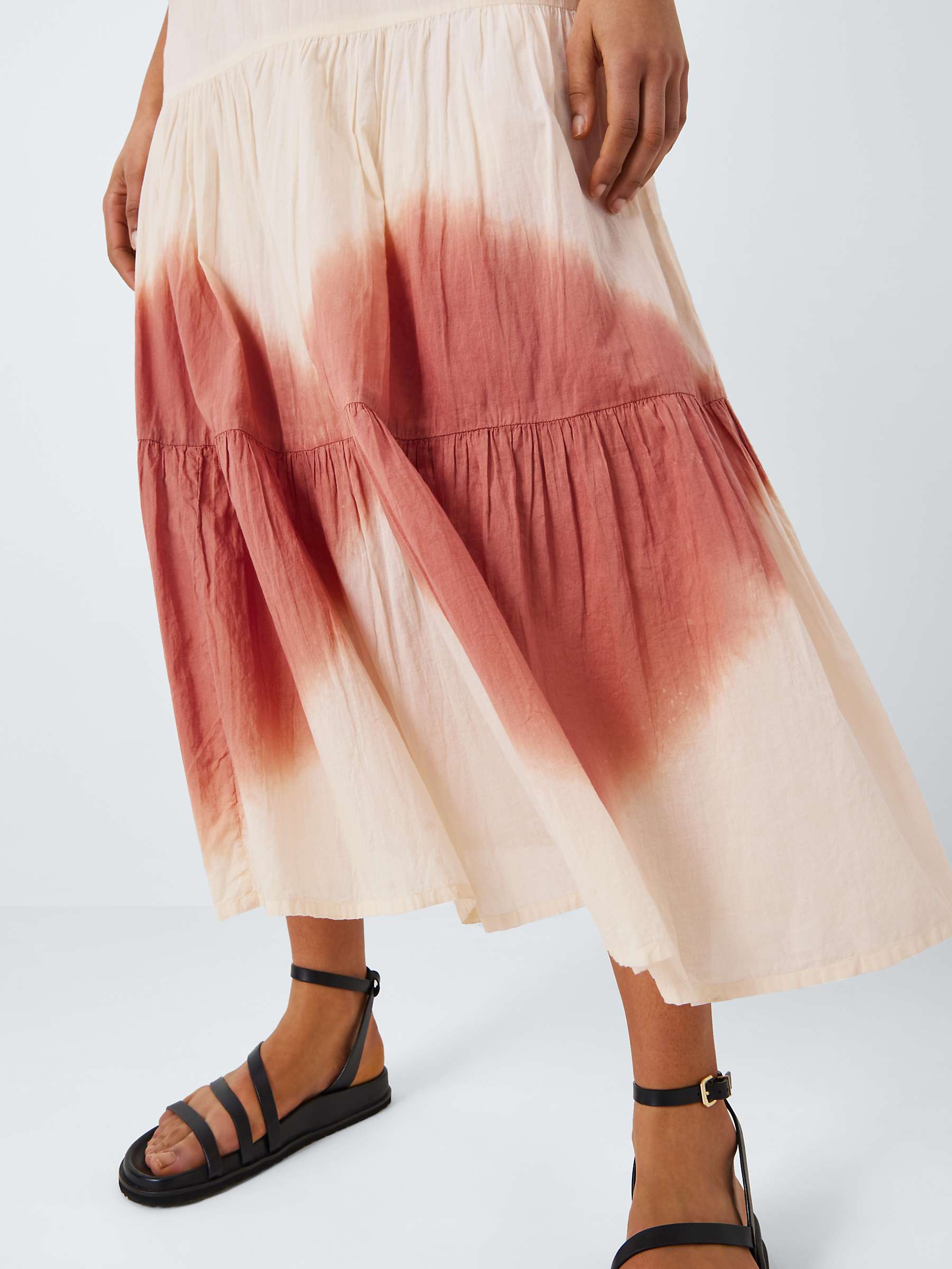 Buy Leon & Harper Juize Tie Dye Tiered Maxi Skirt, Coral Online at johnlewis.com