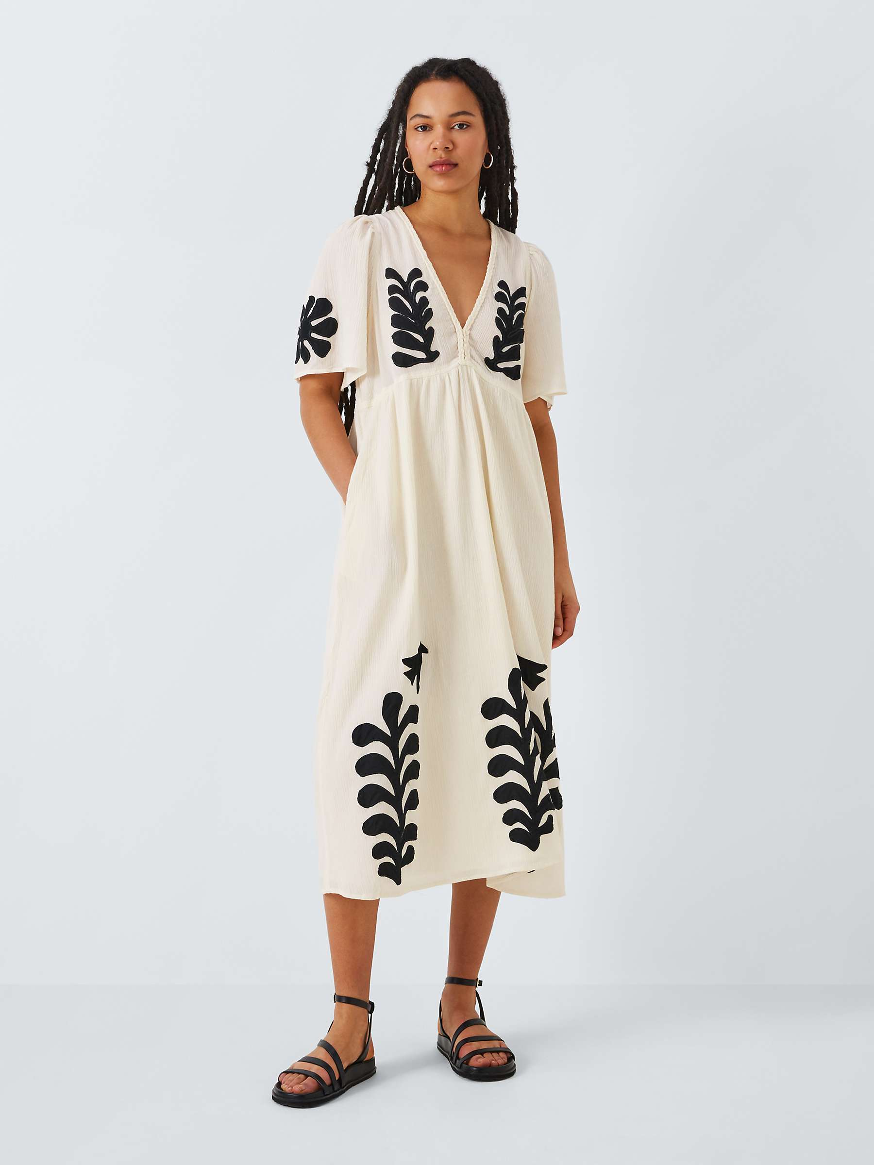 Buy Leon & Harper Roe Birdy Midi Dress, Off White Online at johnlewis.com