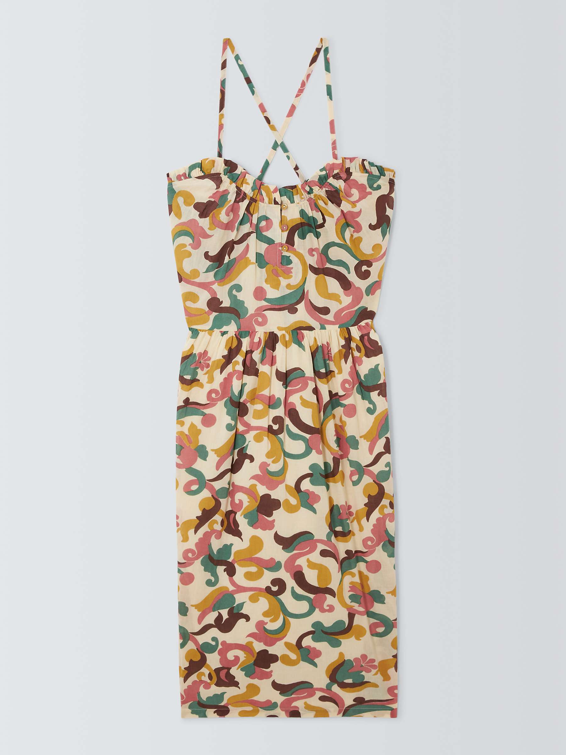 Buy Leon & Harper Roar Floral Print Midi Dress, Vanilla/Multi Online at johnlewis.com