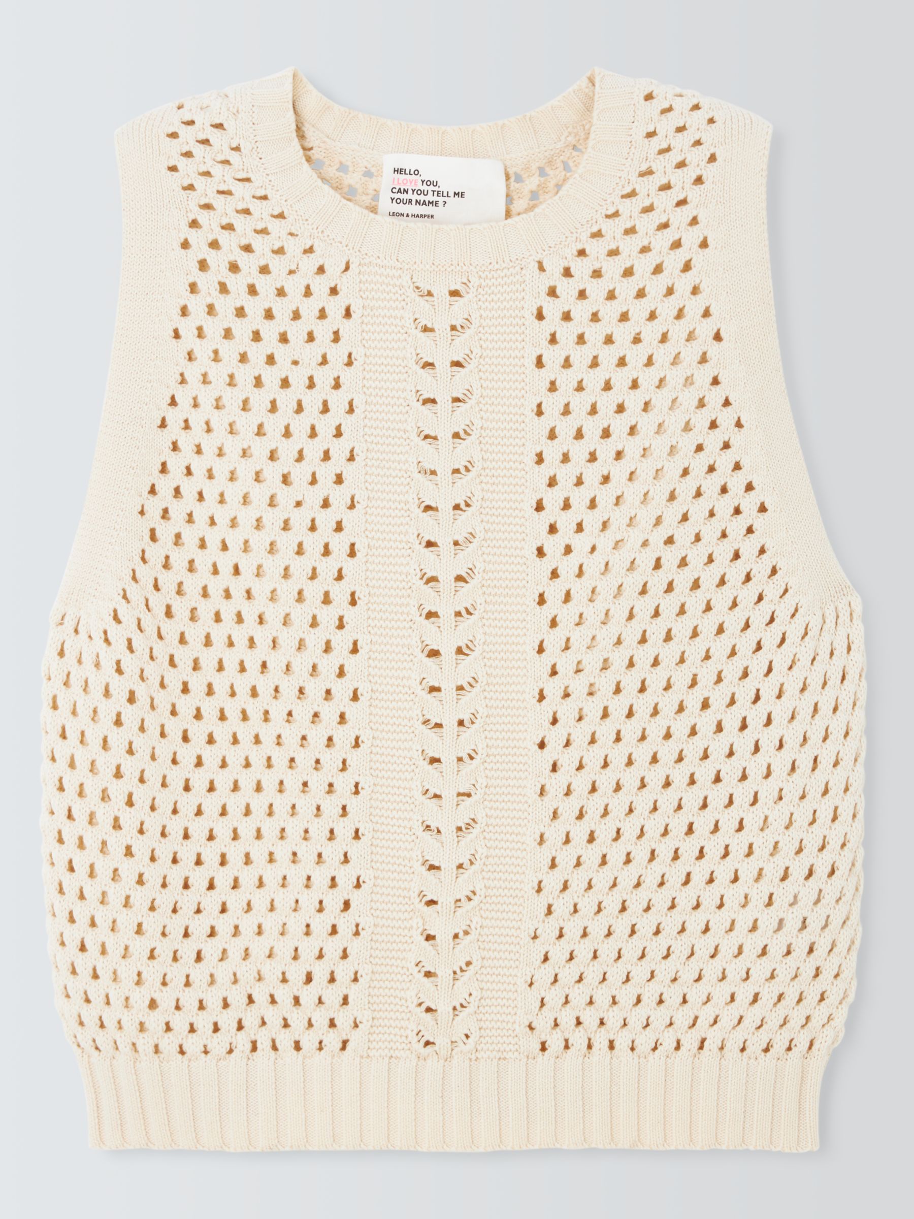 Leon & Harper Maaike Sleeveless Jumper, Ecru at John Lewis & Partners