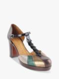 Chie Mihara Faba Metallic Leather Heeled Sandals, Grape Café Black