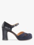 Chie Mihara Demin Leather Heeled Sandals, Navy