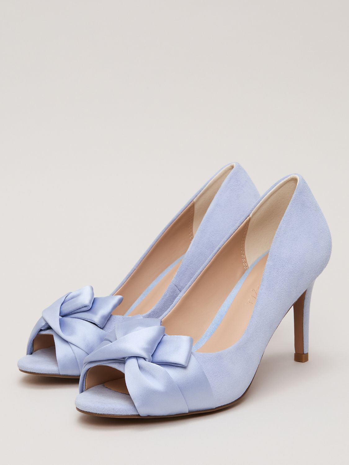 Phase Eight Knot Detail Peeptoe Shoes, Pale Blue at John Lewis & Partners