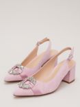 Phase Eight Pointed Embellished Block Heel Shoes, Pink