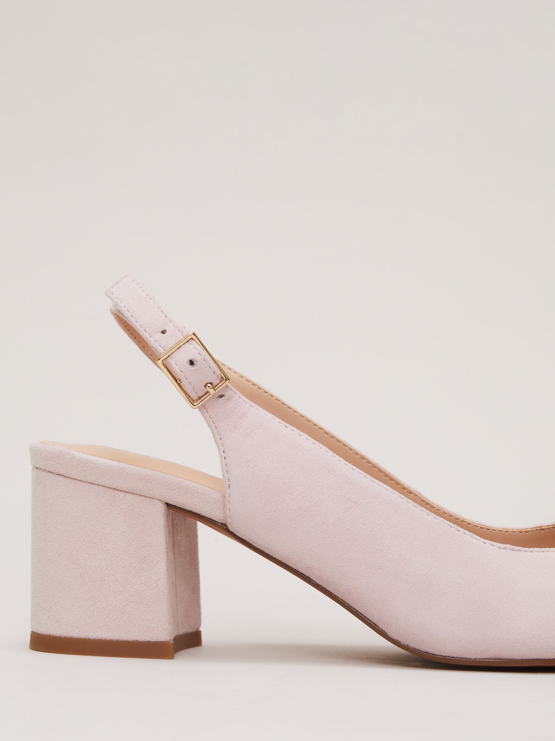 Phase Eight Suede Bow Detail Slingback Court Shoes, Pale Pink, EU40