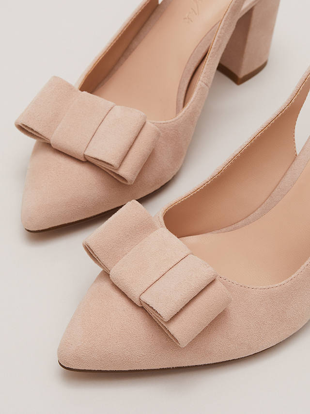Phase Eight Suede Bow Detail Slingback Court Shoes, Neutral