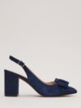 Phase Eight Suede Bow Detail Slingback Court Shoes, Navy