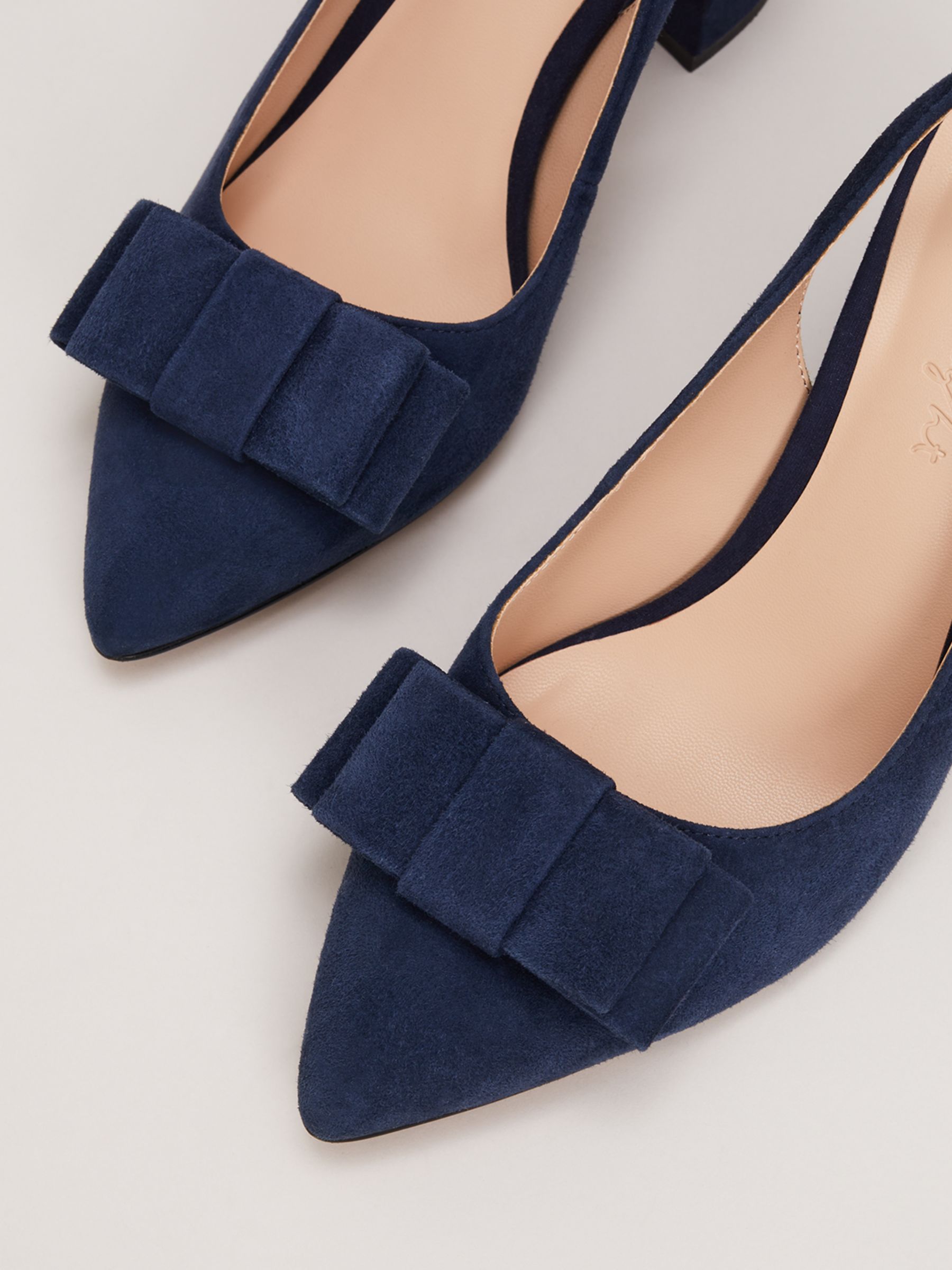 Phase Eight Suede Bow Detail Slingback Court Shoes, Navy