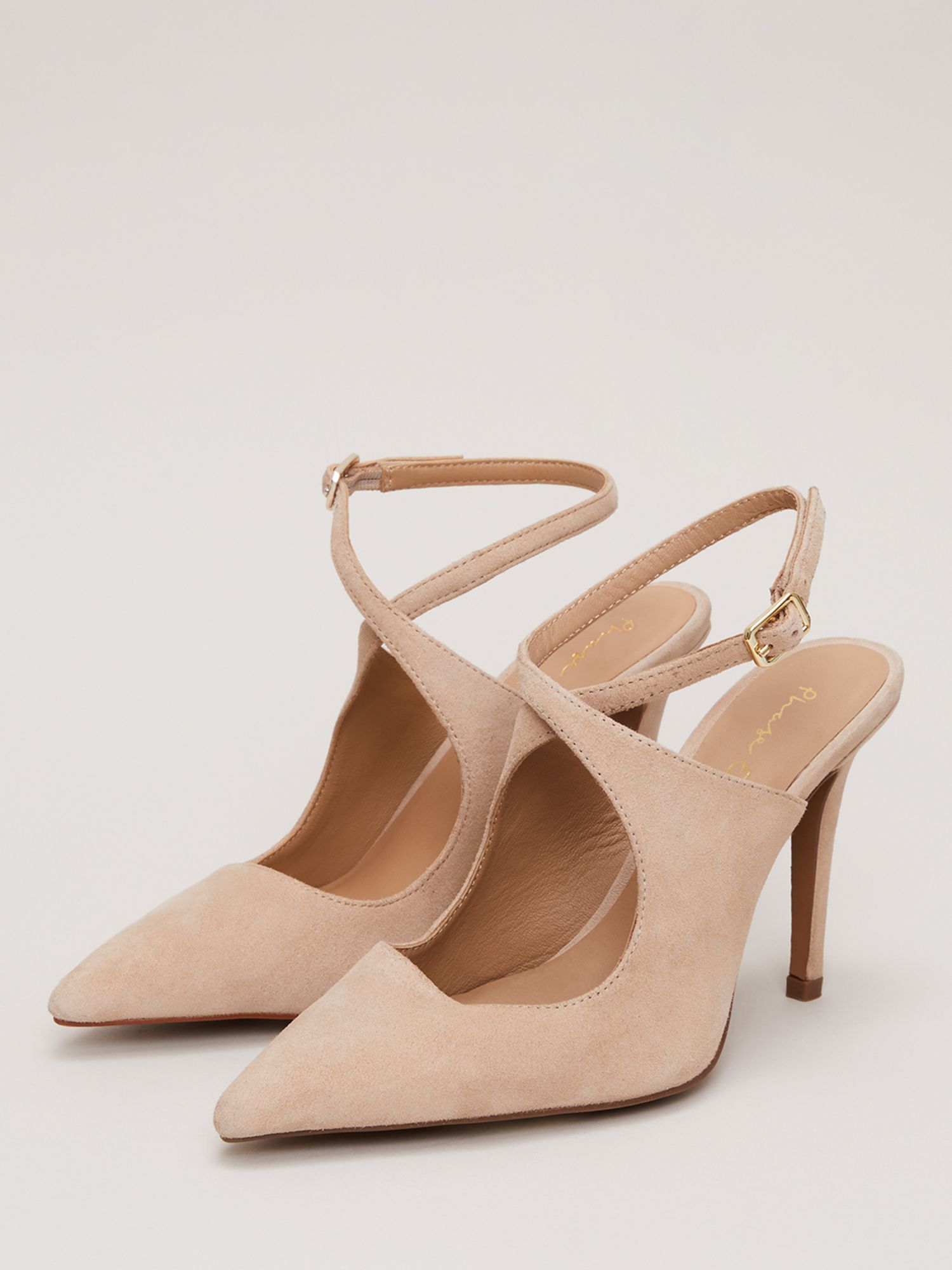 Phase Eight Suede Cross Ankle Strap High Heel Shoes, Neutral, EU36