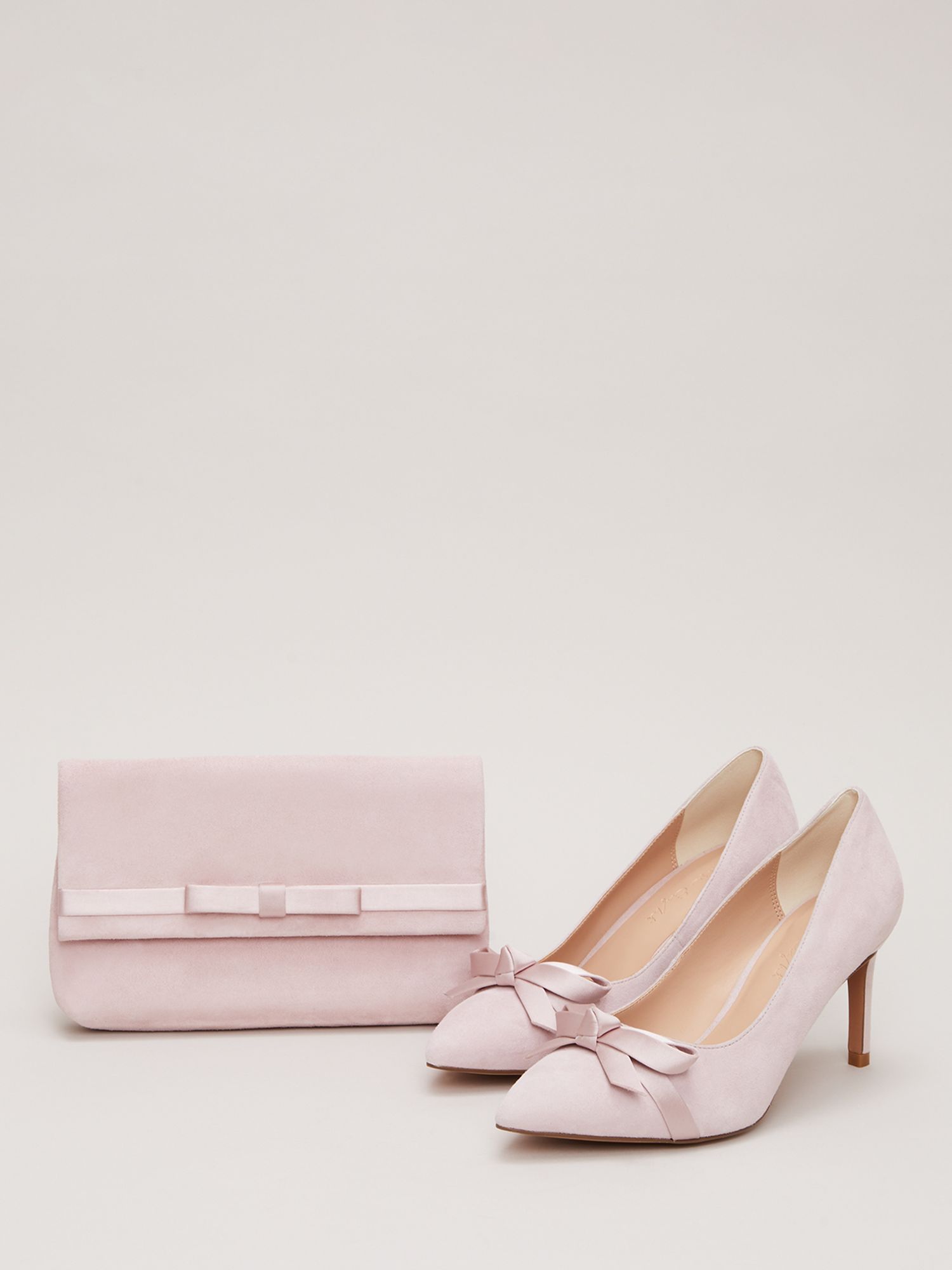 Phase Eight Suede Court Shoes, Pale Pink, EU40