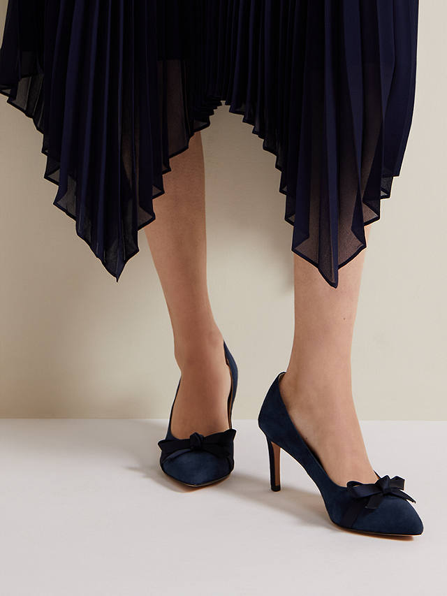 Phase Eight Suede Court Shoes, Navy