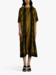 SOEUR Athena Pochoir Print Silk Twill Midi Dress, Kaki/Noir