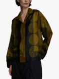 SOEUR Aragon Pochoir Print Silk Twill Shirt, Kaki/Noir