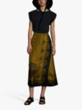 SOEUR Tensi Pochoir Print Silk Twill Midi Wrap Skirt, Kaki/Noir