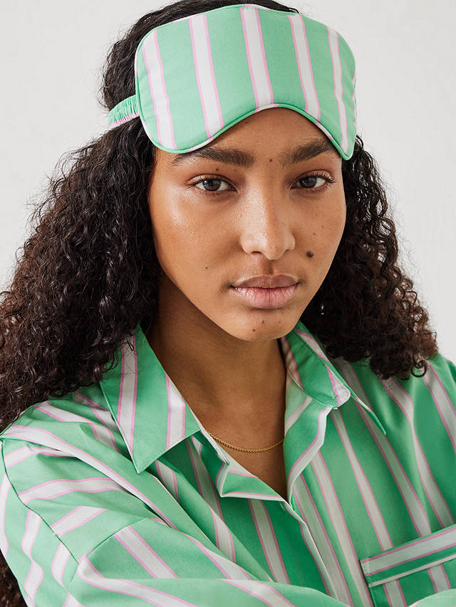 HUSH Stripe Cotton Sleep Mask, Green/Pink