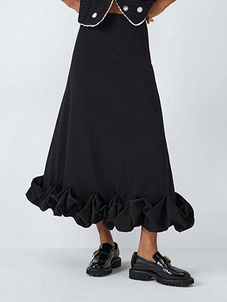 Sister Jane Floral Ornament Midi Skirt, Black
