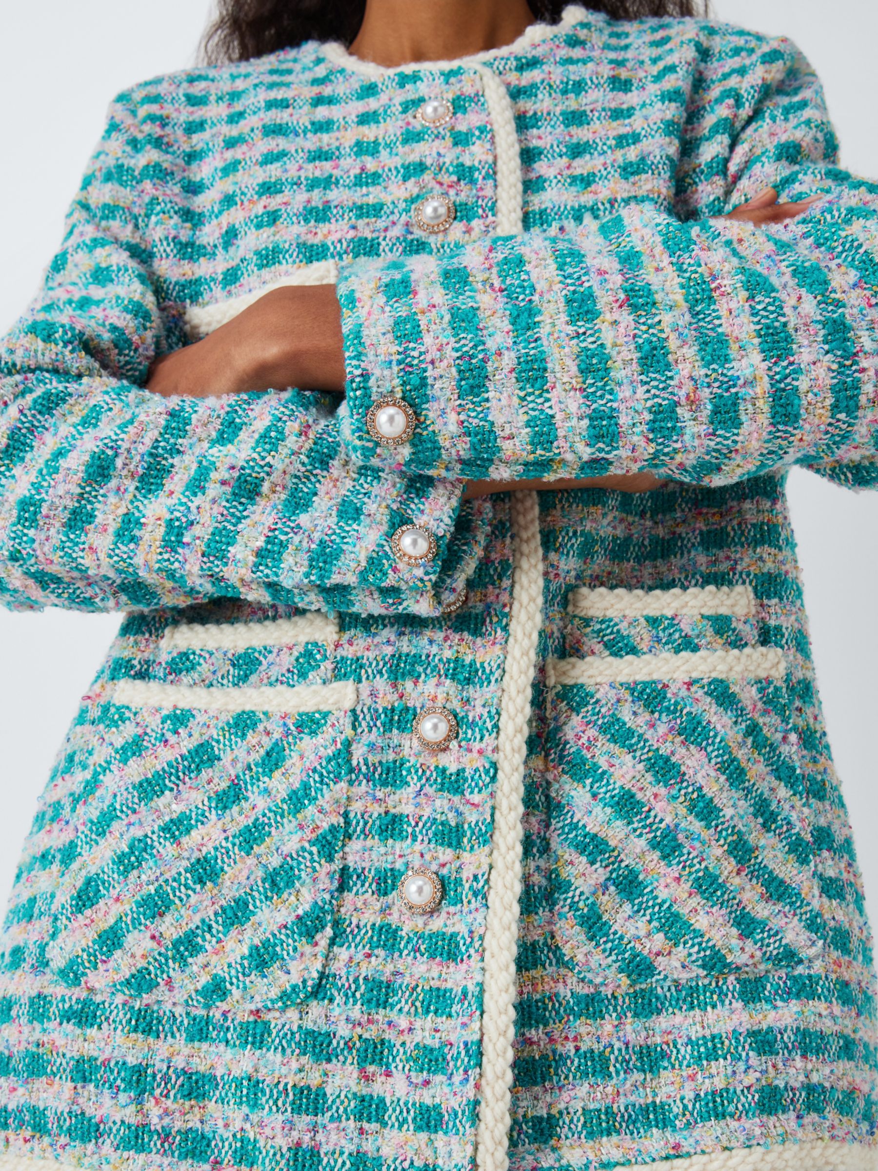 Buy Sister Jane Dream Check Tweed Jacket, Turquoise/Multi Online at johnlewis.com