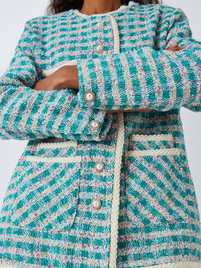 Sister Jane Dream Check Tweed Jacket, Turquoise/Multi