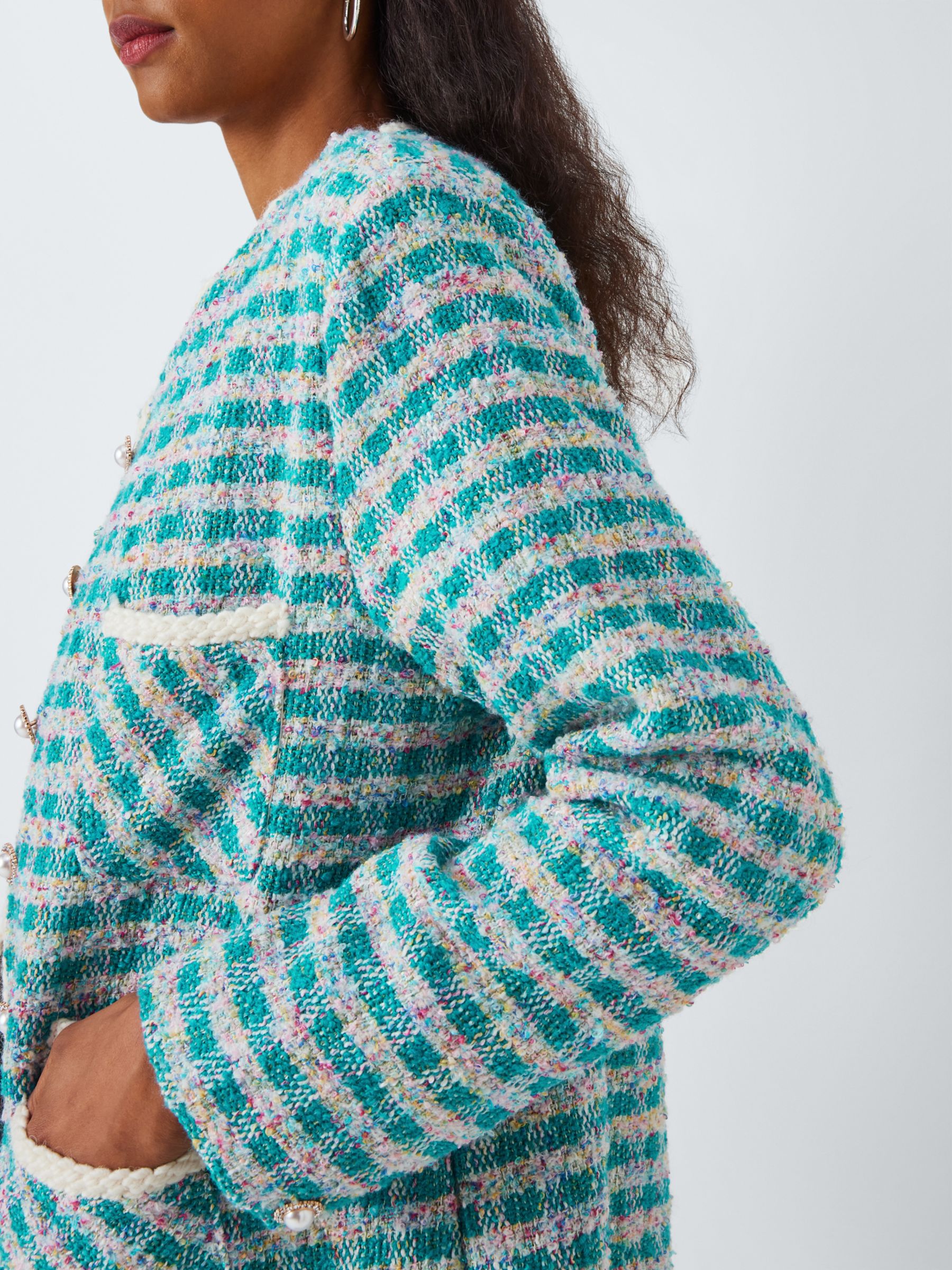 Buy Sister Jane Dream Check Tweed Jacket, Turquoise/Multi Online at johnlewis.com