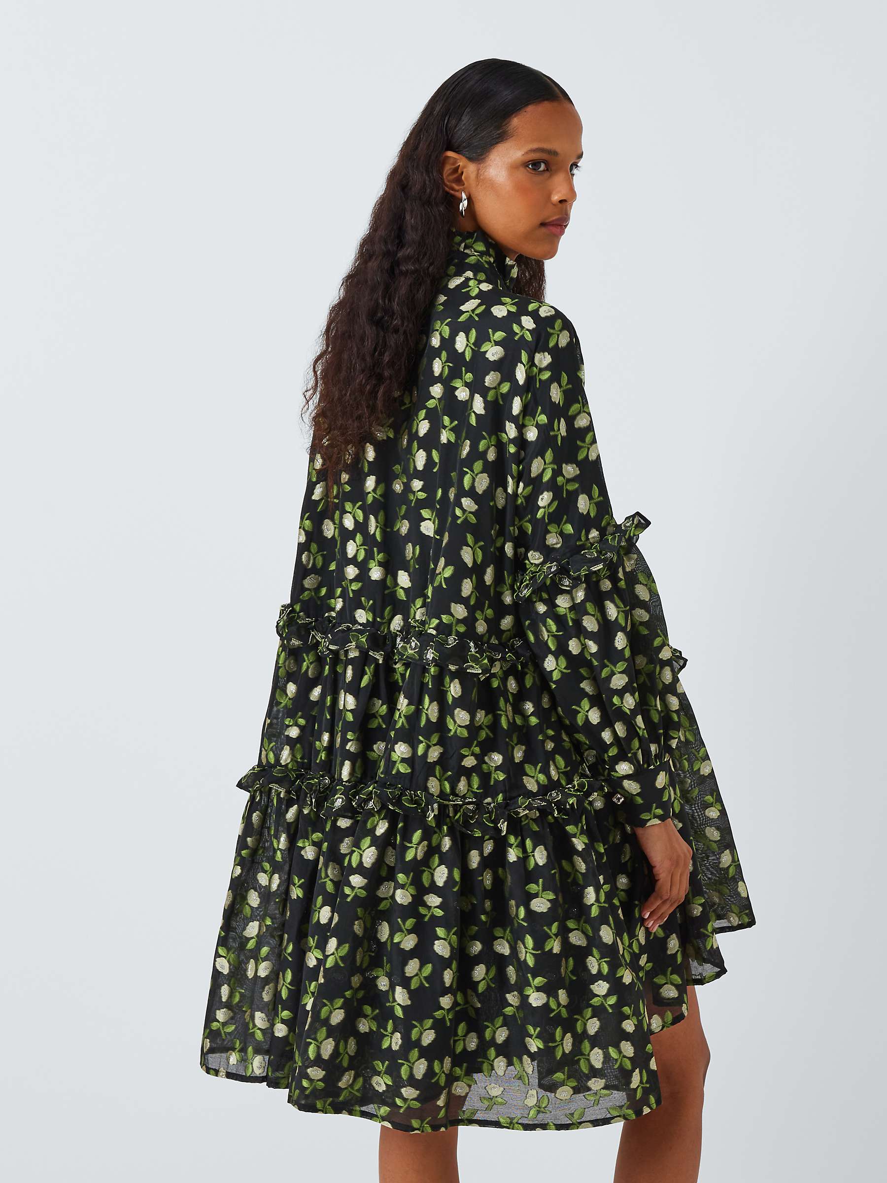Buy Sister Jane Dream Floral Jacquard Ruffle Mini Dress, Black/Multi Online at johnlewis.com