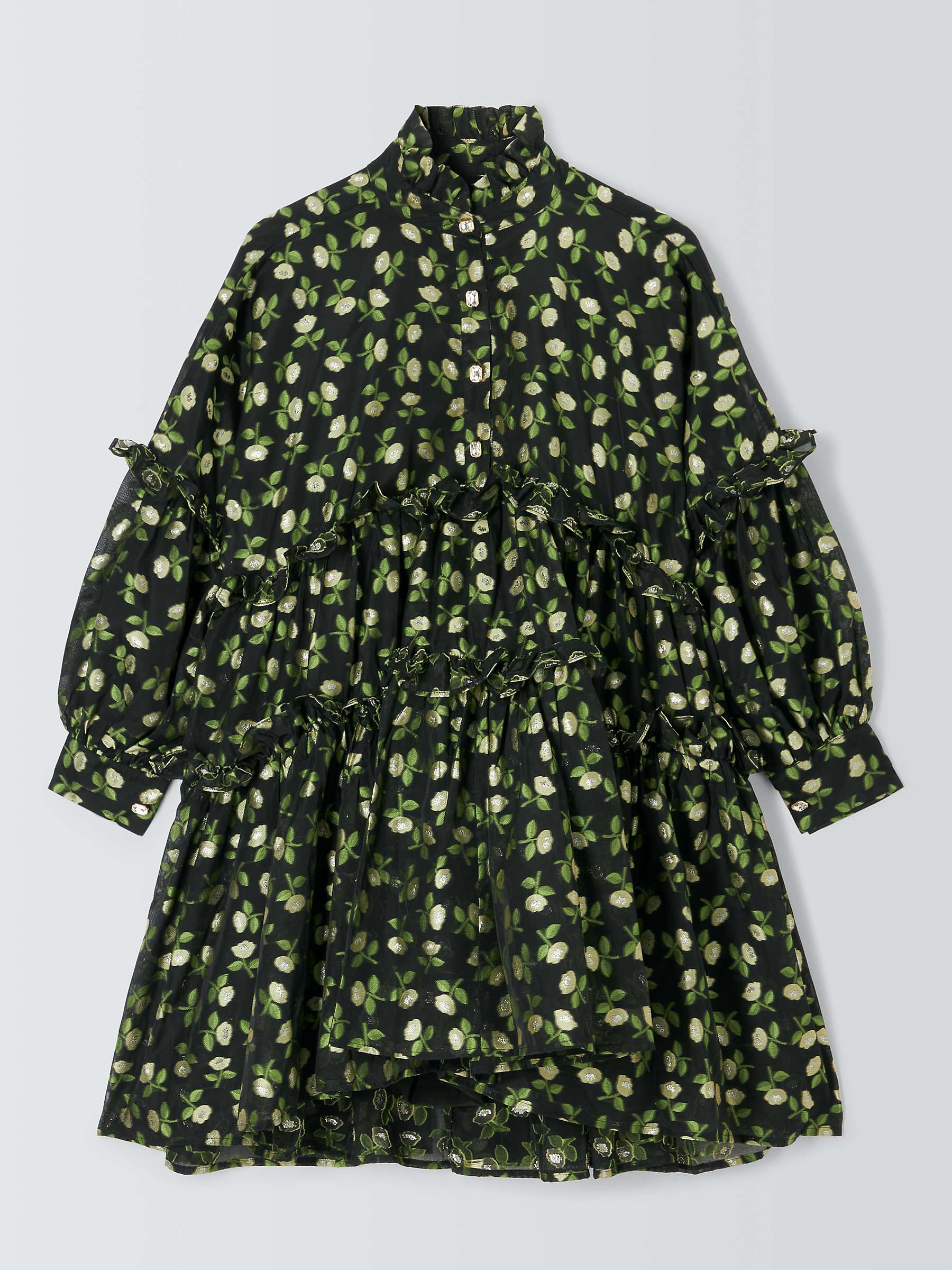 Buy Sister Jane Dream Floral Jacquard Ruffle Mini Dress, Black/Multi Online at johnlewis.com