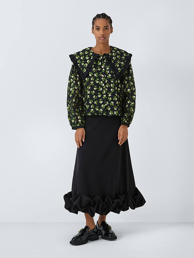 Sister Jane Dream Floral Jacquard Statement Collar Shirt, Black/Multi