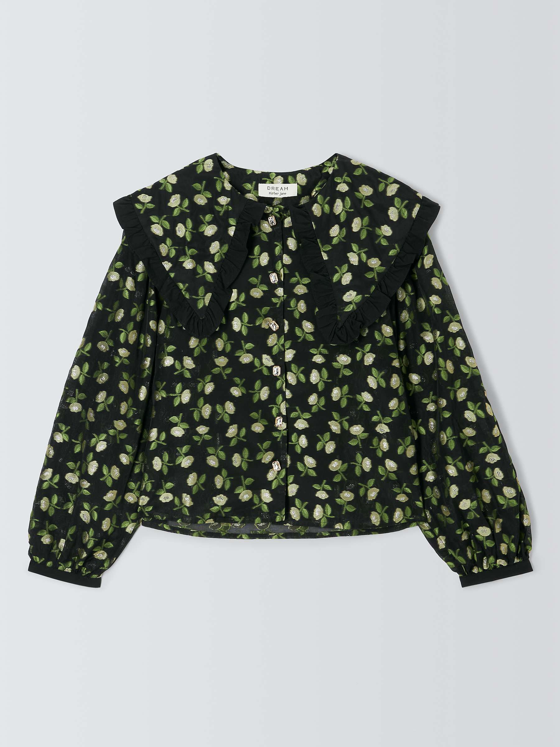 Buy Sister Jane Dream Floral Jacquard Statement Collar Shirt, Black/Multi Online at johnlewis.com