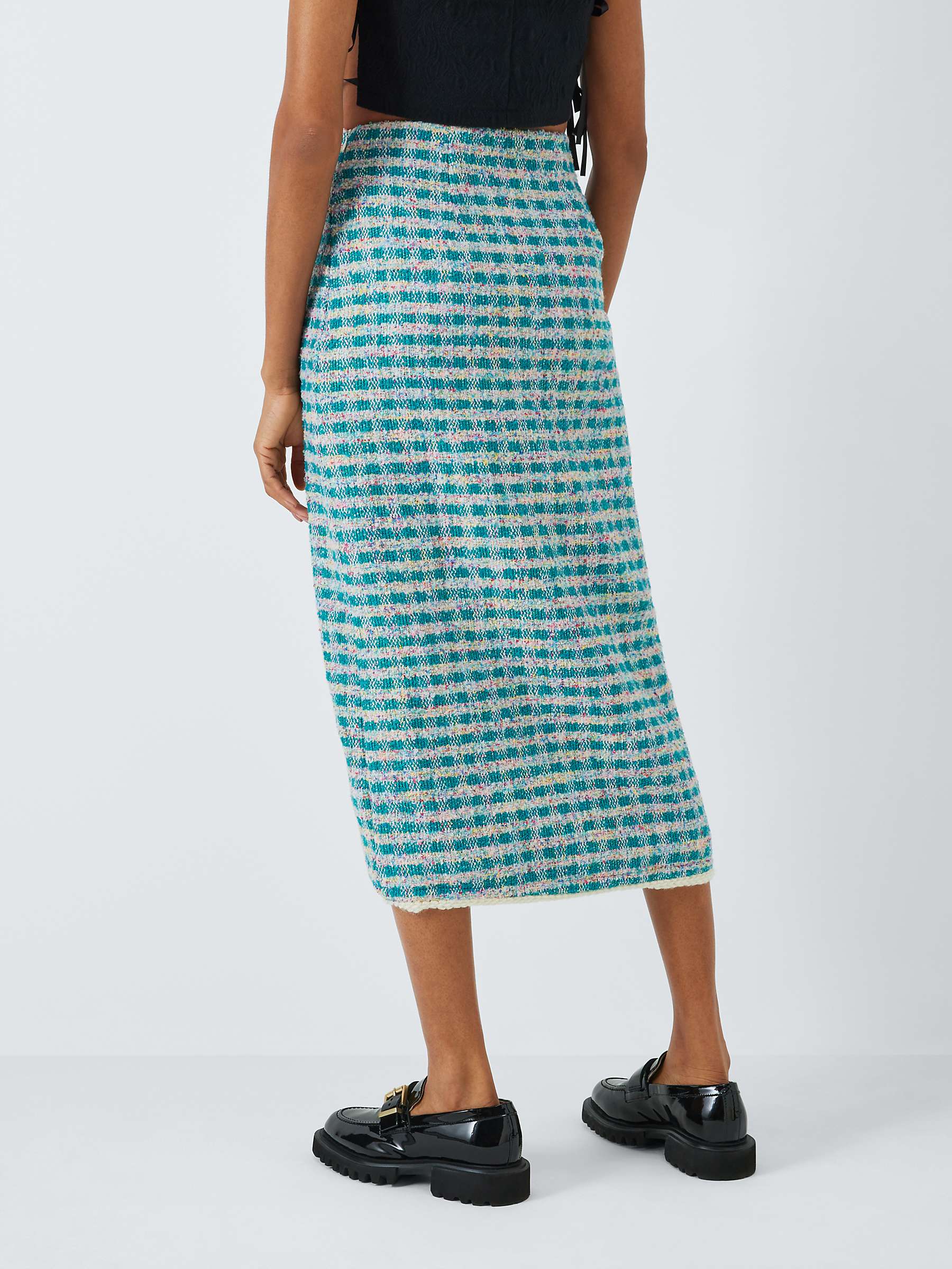 Buy Sister Jane Dream Check Tweed Midi Skirt, Turquoise/Multi Online at johnlewis.com