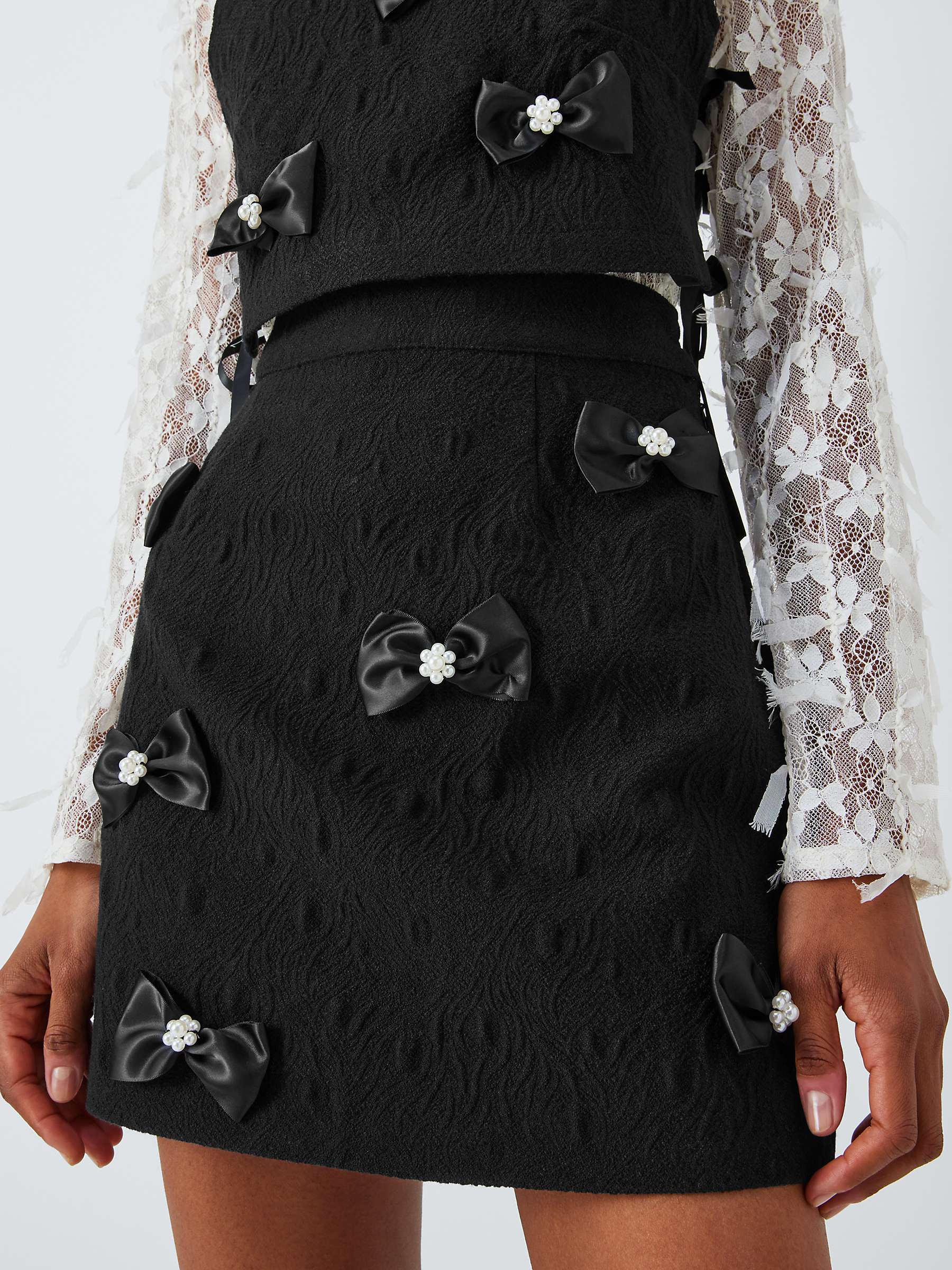 Buy Sister Jane Dream Pearl Bow Embellished Mini Skirt, Black Online at johnlewis.com