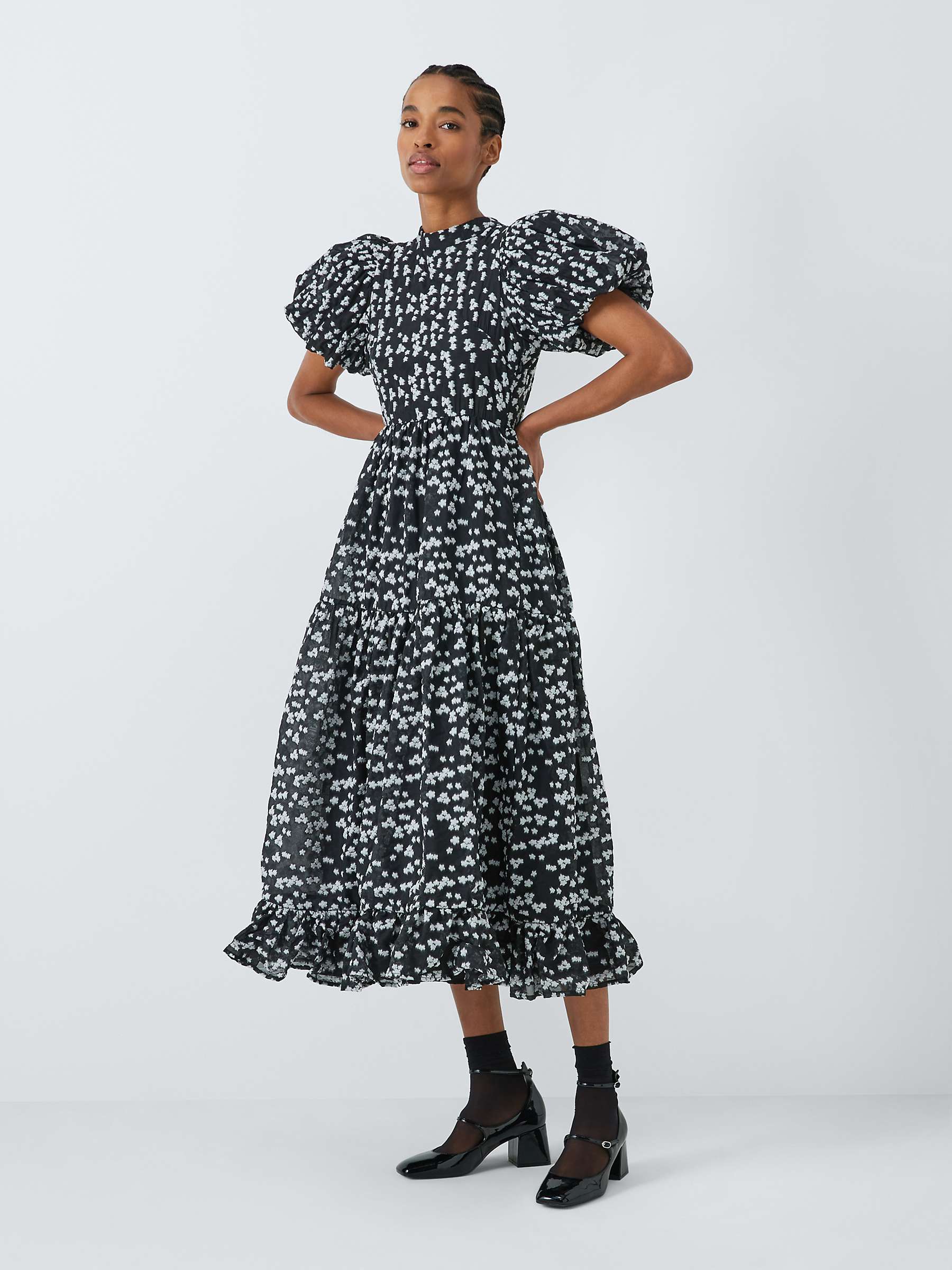 Buy Sister Jane Dream Ditsy Floral Jacquard Midi Dress, Black Online at johnlewis.com