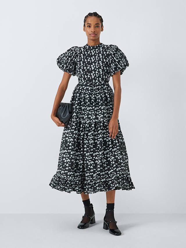 Sister Jane Dream Ditsy Floral Jacquard Midi Dress, Black