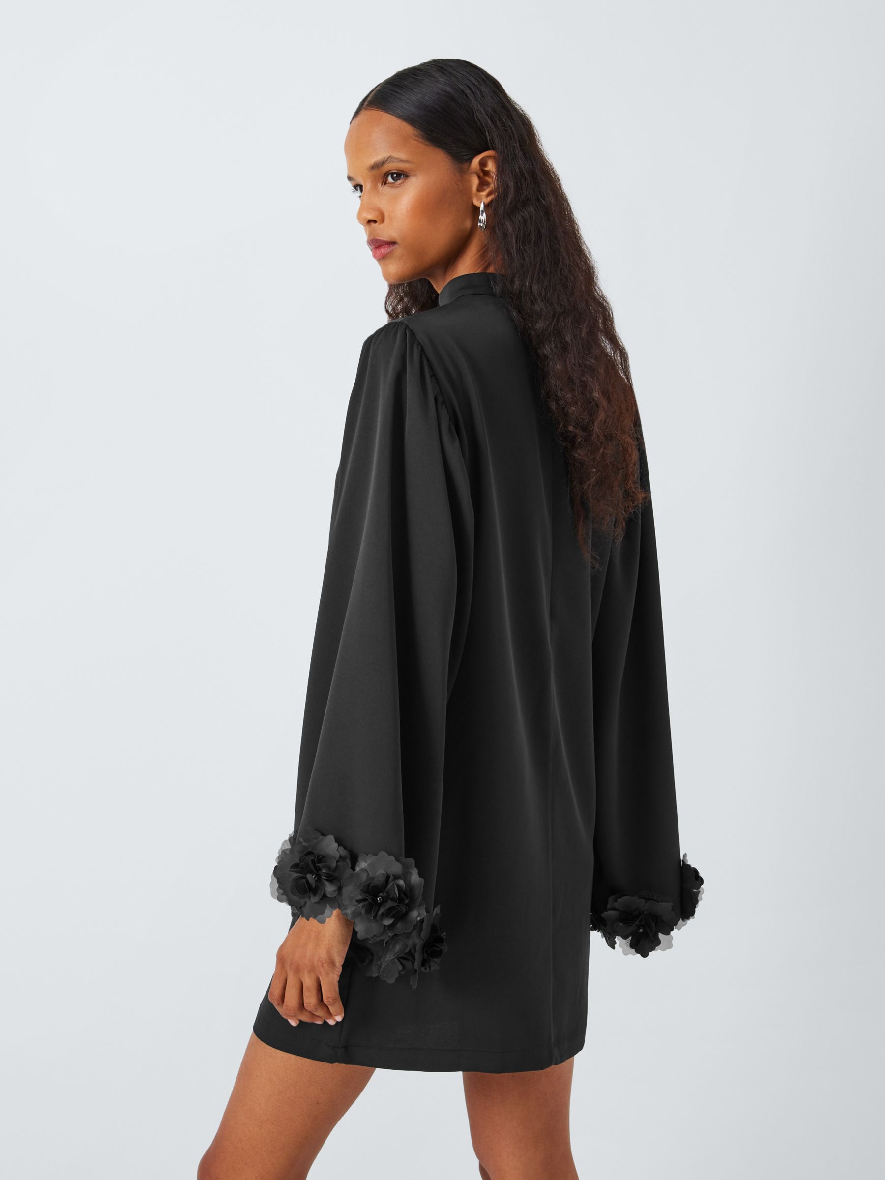 Sister Jane Dream Flower Trim Crepe Mini Dress, Black, 6