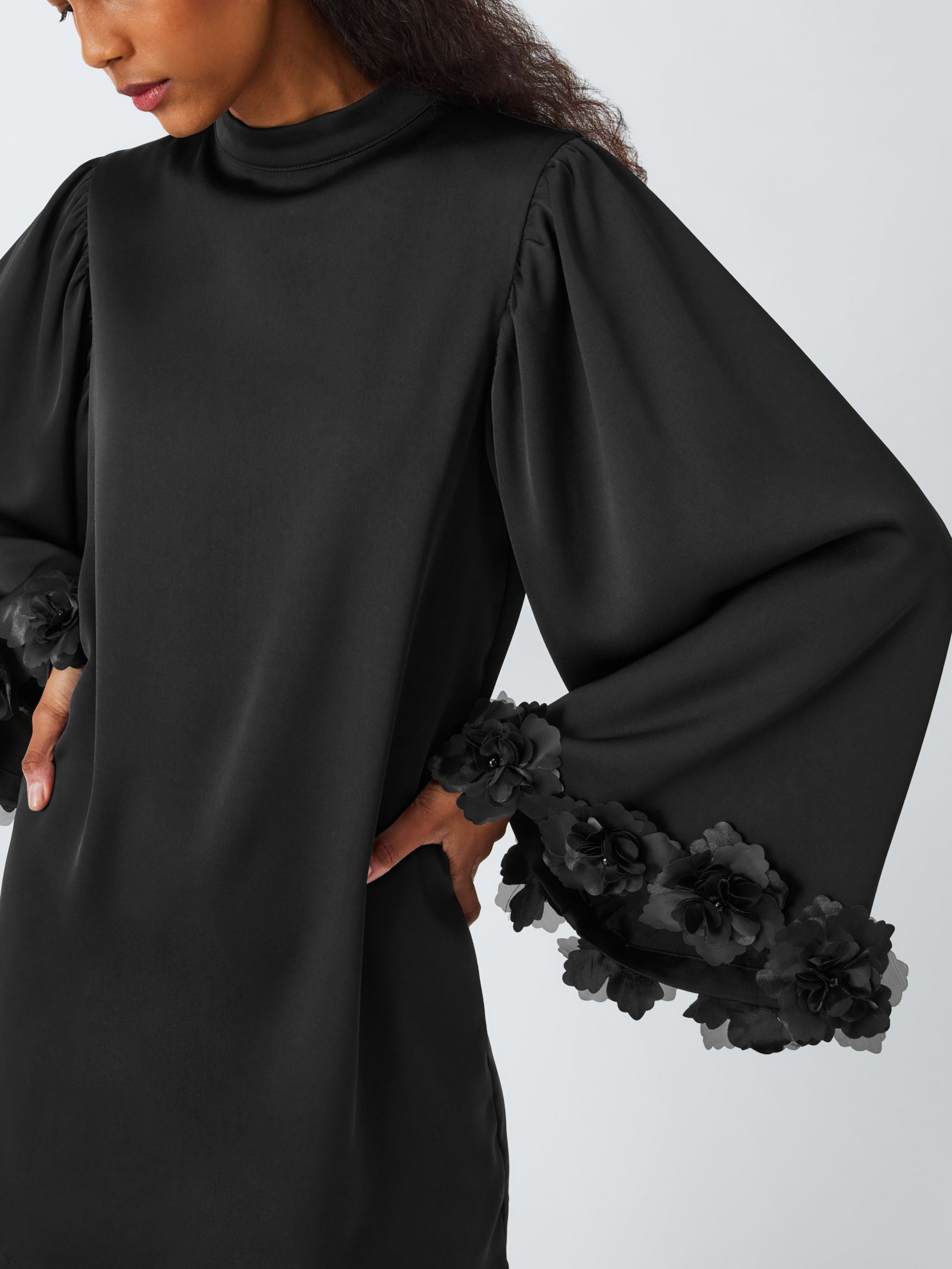 Sister Jane Dream Flower Trim Crepe Mini Dress, Black, 6