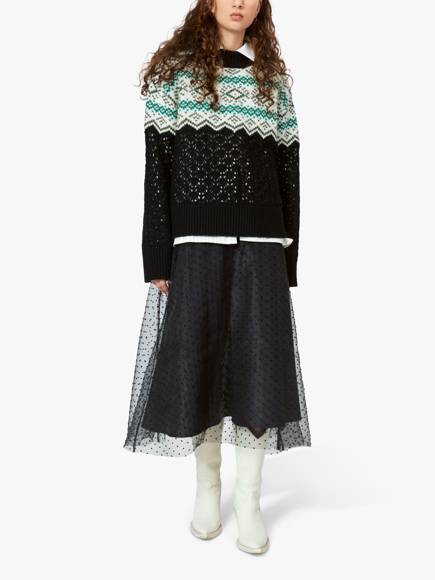 Buy nué notes Colton Nordic Stripe Wool Blend Jumper, Black/Multi Online at johnlewis.com