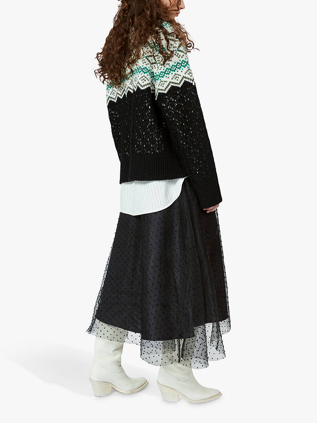 nué notes Colton Nordic Stripe Wool Blend Jumper, Black/Multi