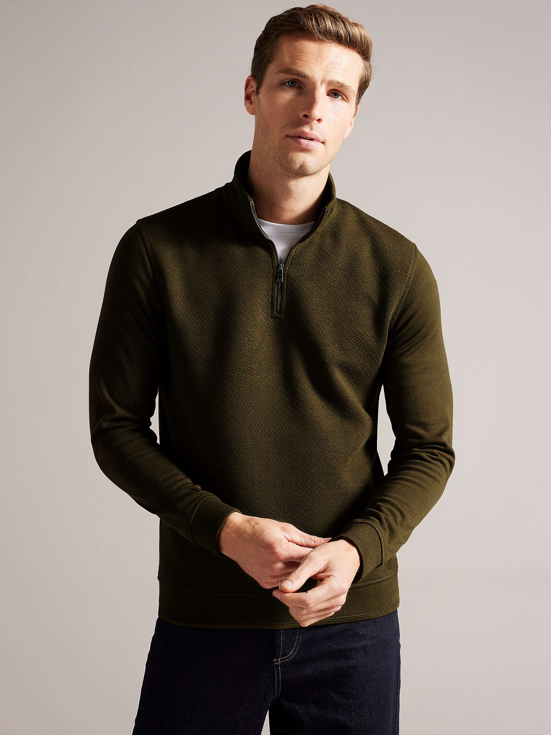 Buy Ted Baker Tolti Quilted Jersey Half Zip Long Sleeve Top Online at johnlewis.com