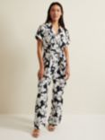 Phase Eight Constance Floral Jumpsuit, Navy/Ivory