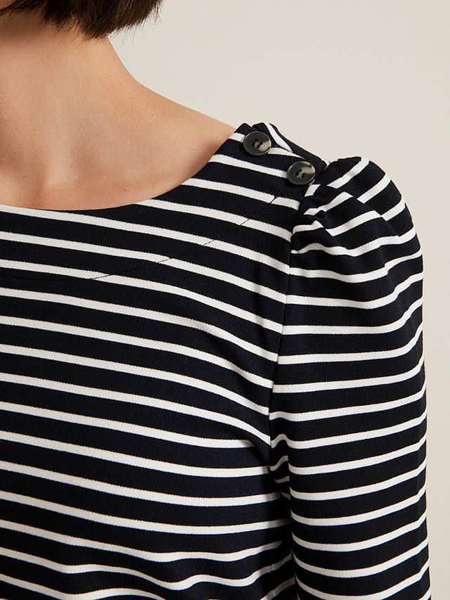 Phase Eight Orabella Striped Puff Shoulder Top, Navy/White