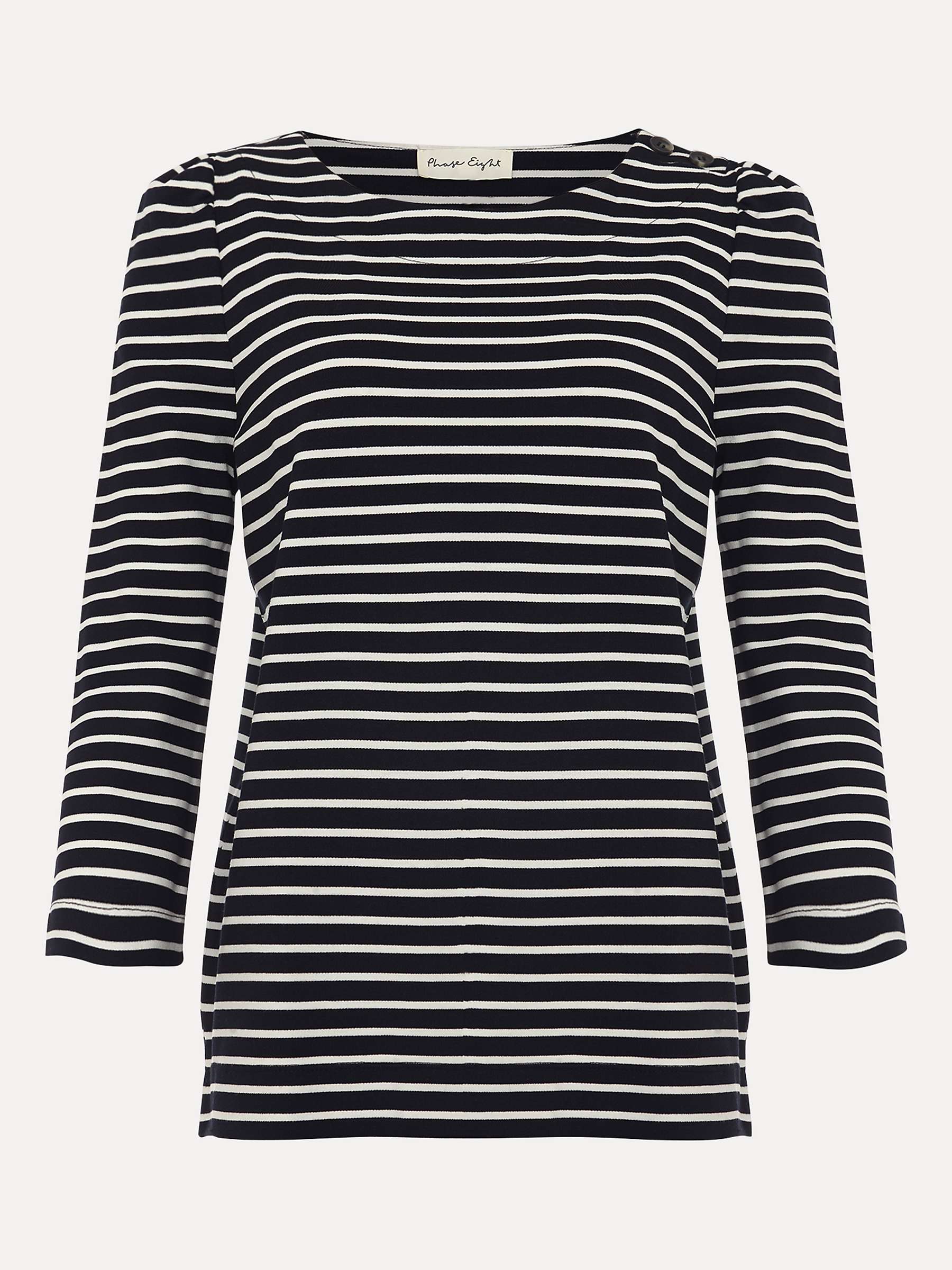Buy Phase Eight Orabella Striped Puff Shoulder Top, Navy/White Online at johnlewis.com