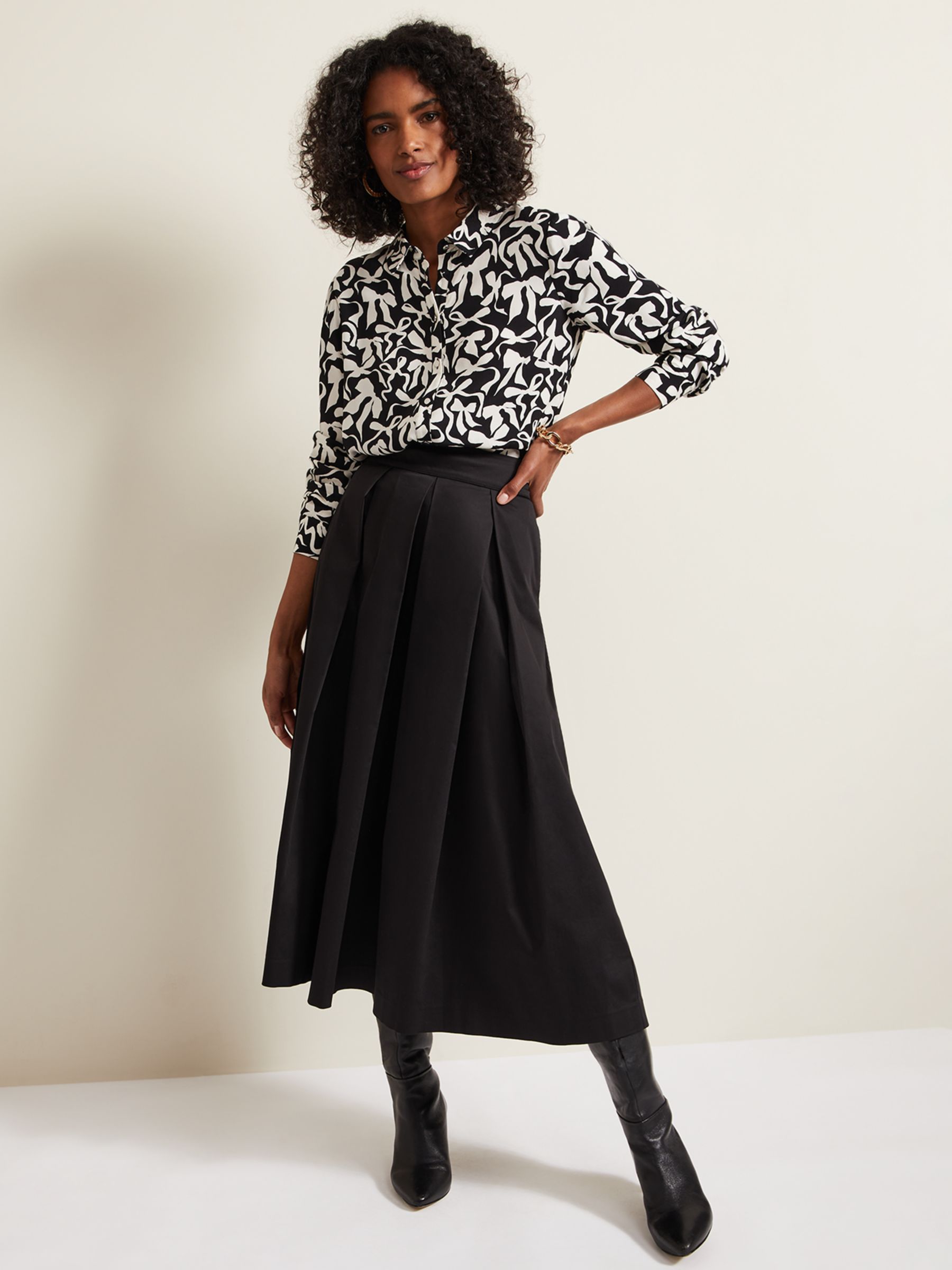 Buy Phase Eight Era Abstract Monochrome Bow Print Shirt, Black/Ivory Online at johnlewis.com