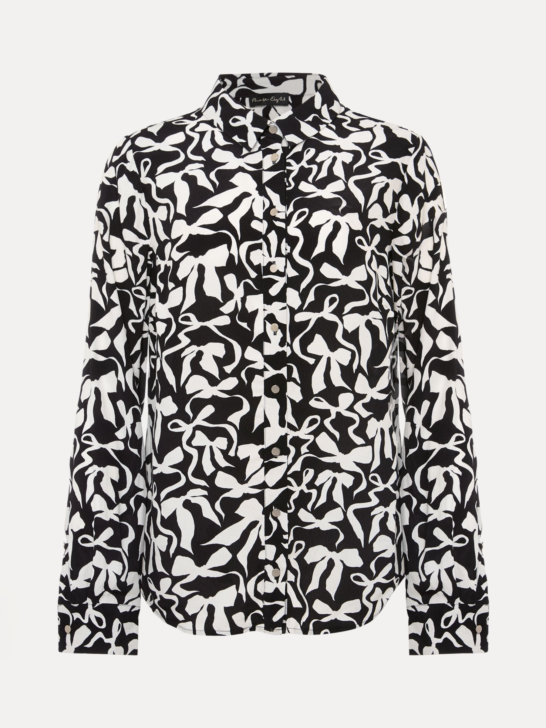 Buy Phase Eight Era Abstract Monochrome Bow Print Shirt, Black/Ivory Online at johnlewis.com