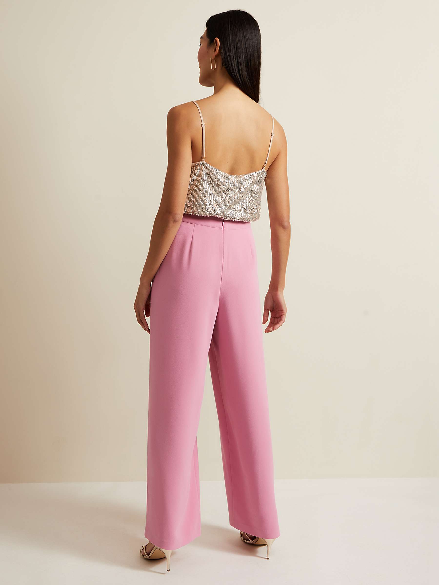 Buy Phase Eight Elandra Wide Leg Trousers, Pink Online at johnlewis.com