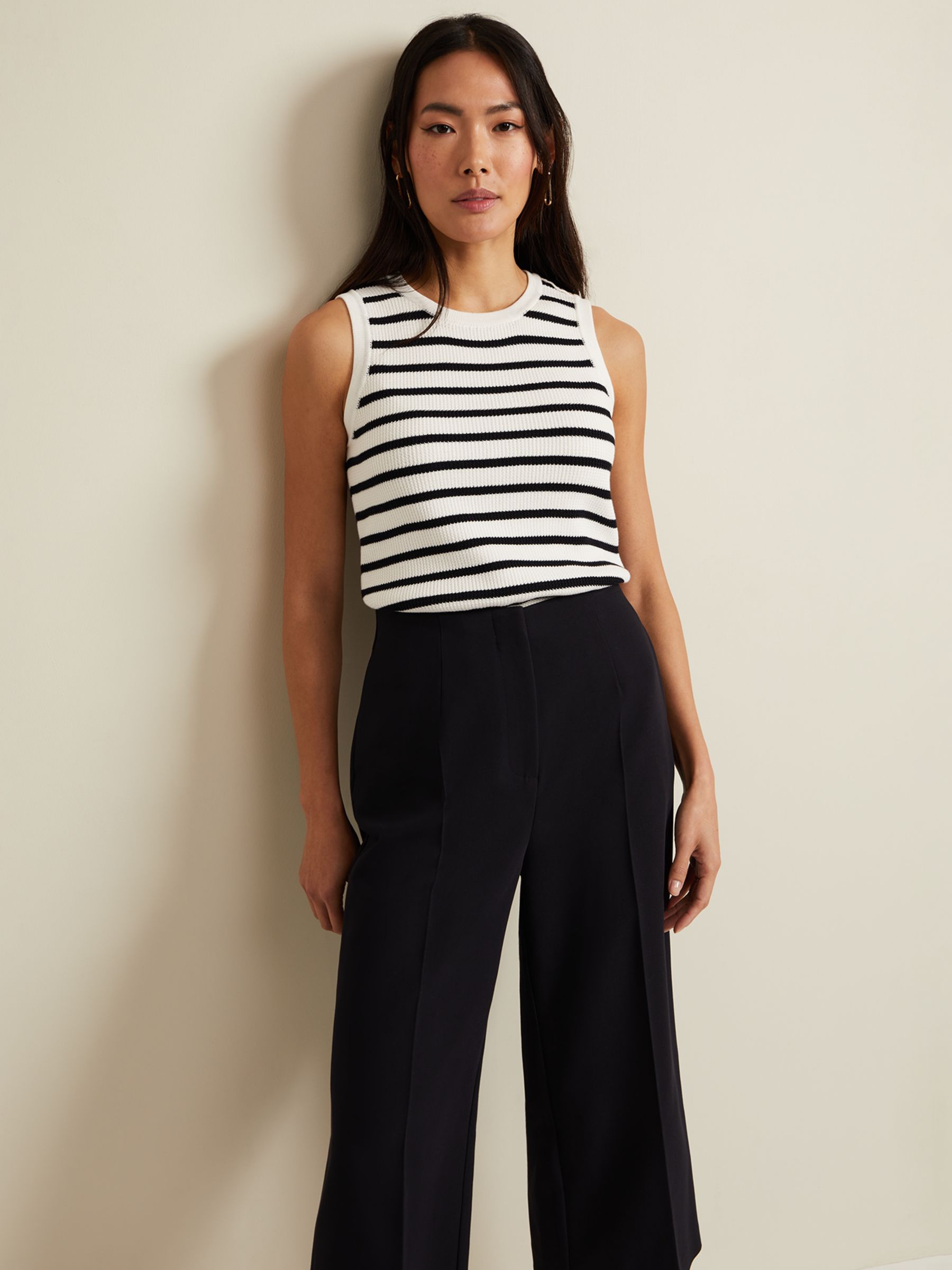 Phase Eight Aubrielle Clean Crepe Culottes, Navy at John Lewis & Partners