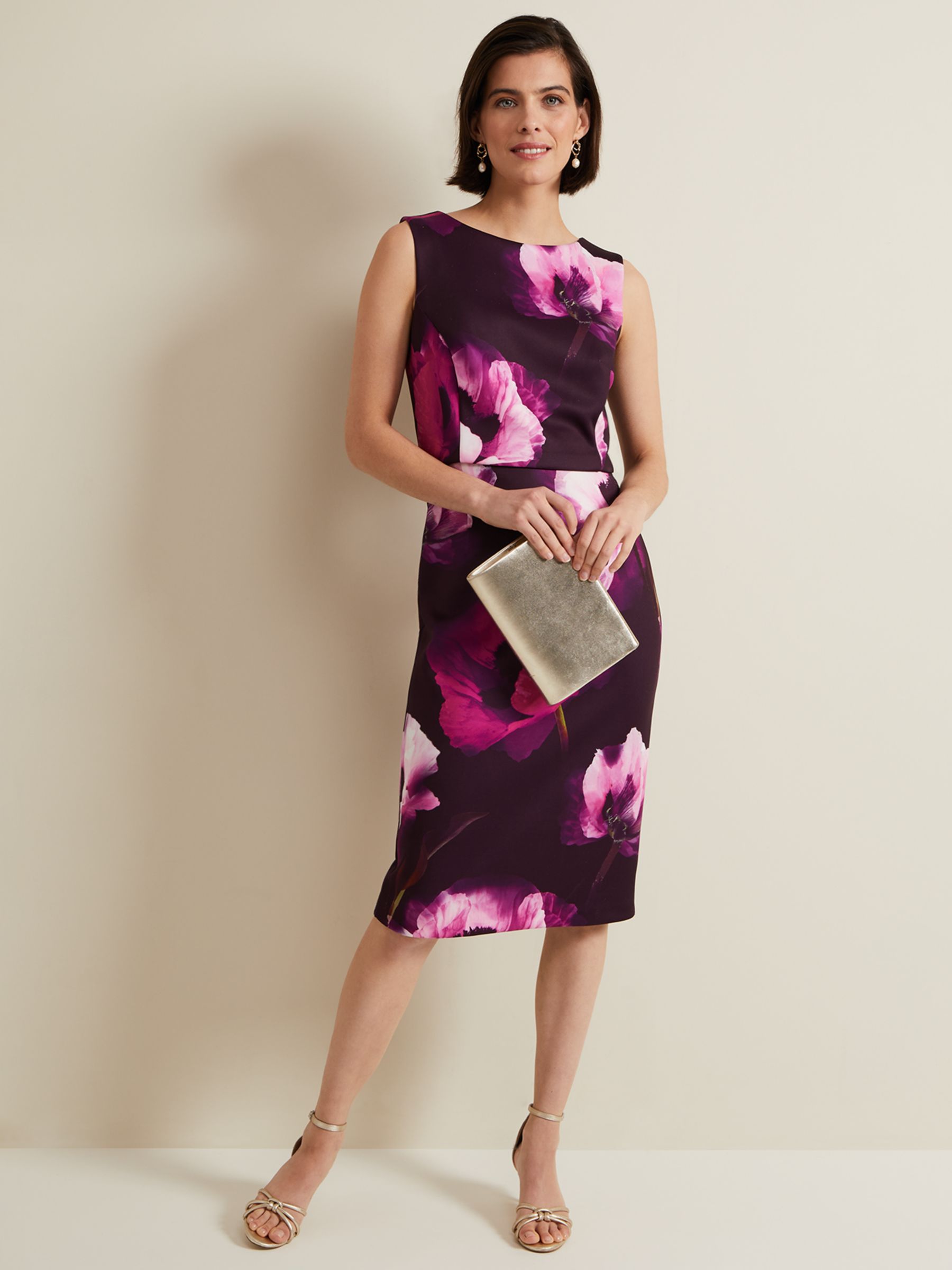 Phase Eight Christie Floral Scuba Midi Dress, Midi at John Lewis & Partners