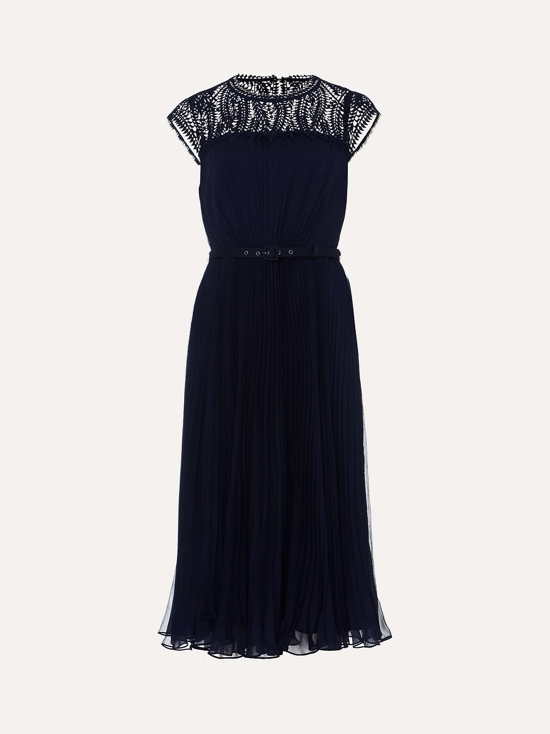 Buy Phase Eight Makaela Pleated Embroidered Dress, Navy Online at johnlewis.com