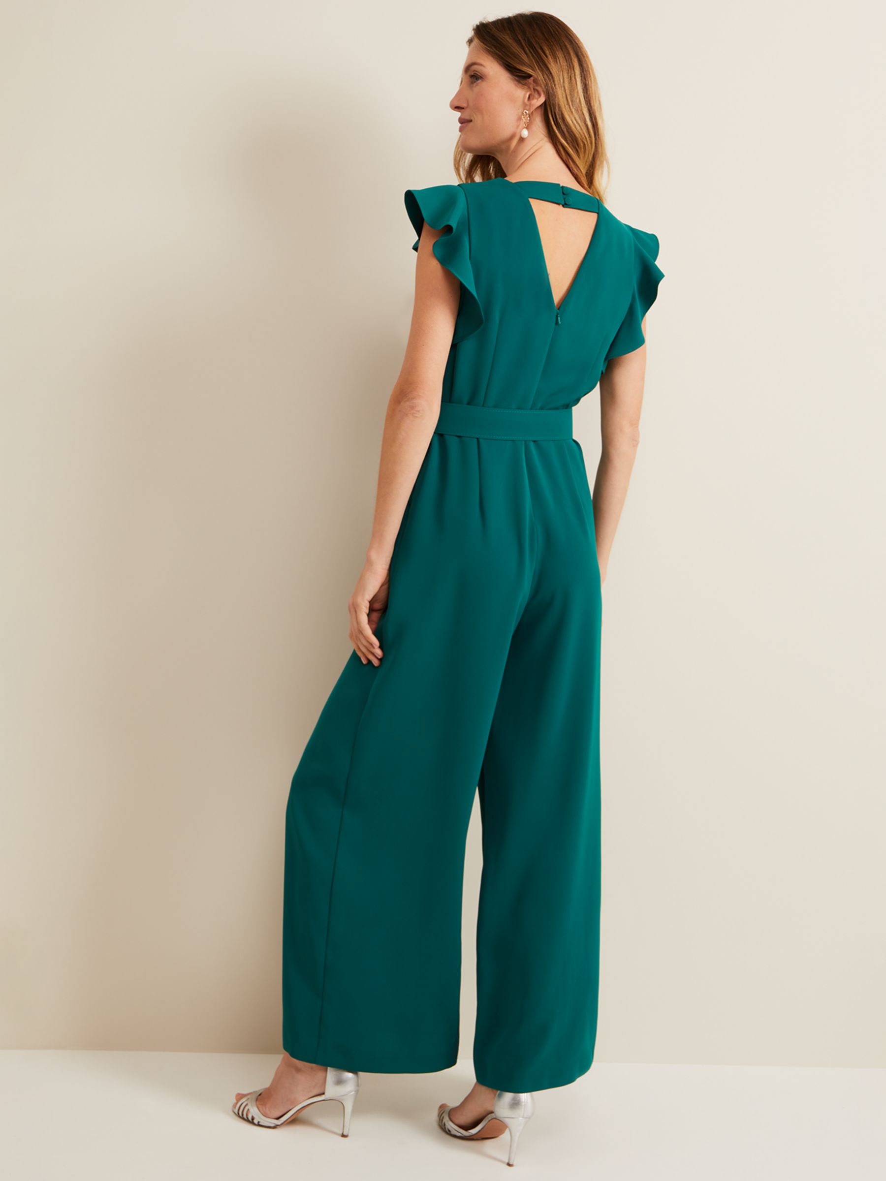 Phase Eight Kallie Belted Jumpsuit, Green, 16