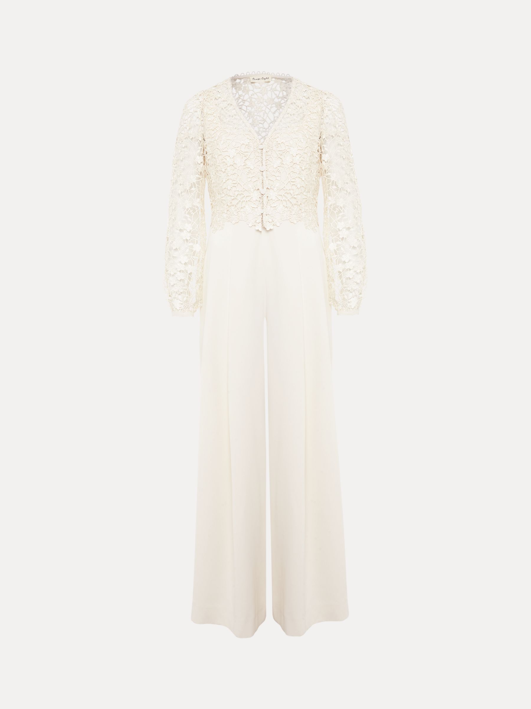 Phase Eight 's Mariposa Cream Lace Jumpsuit in Natural