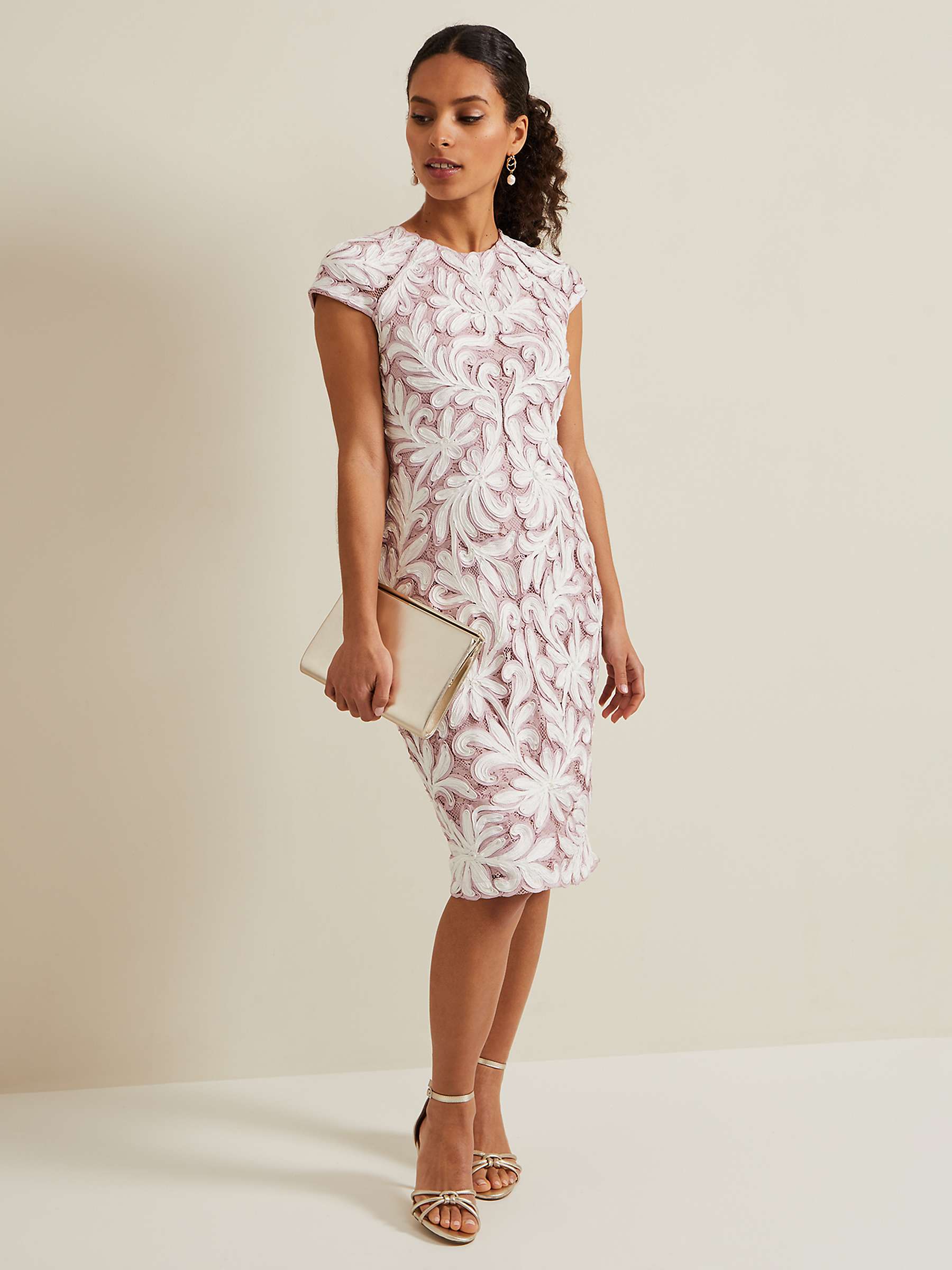 Buy Phase Eight Petite Karima Tapework Knee Length Dress, Pale Pink Online at johnlewis.com