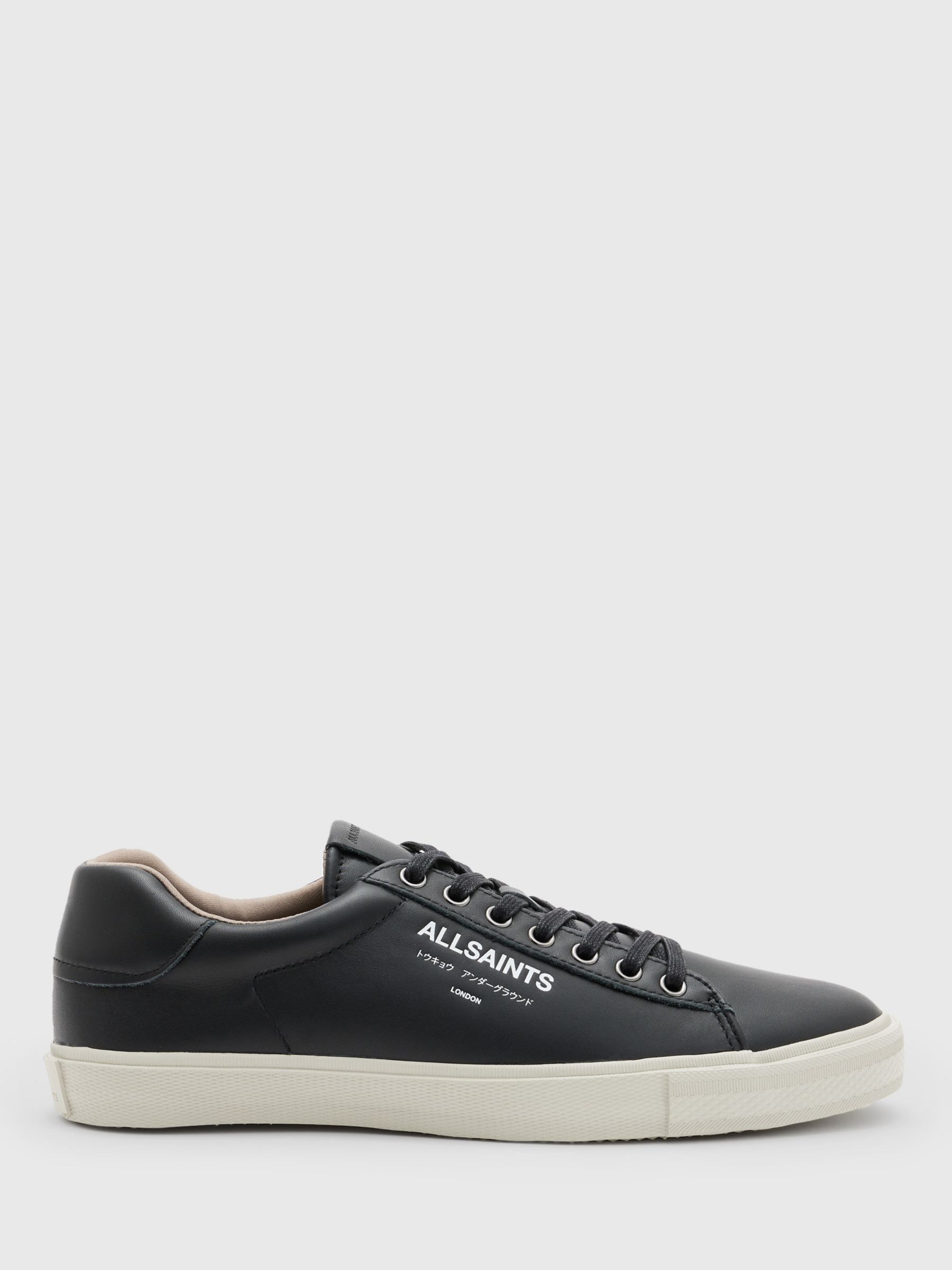 AllSaints Underground Leather Trainers, Black at John Lewis & Partners