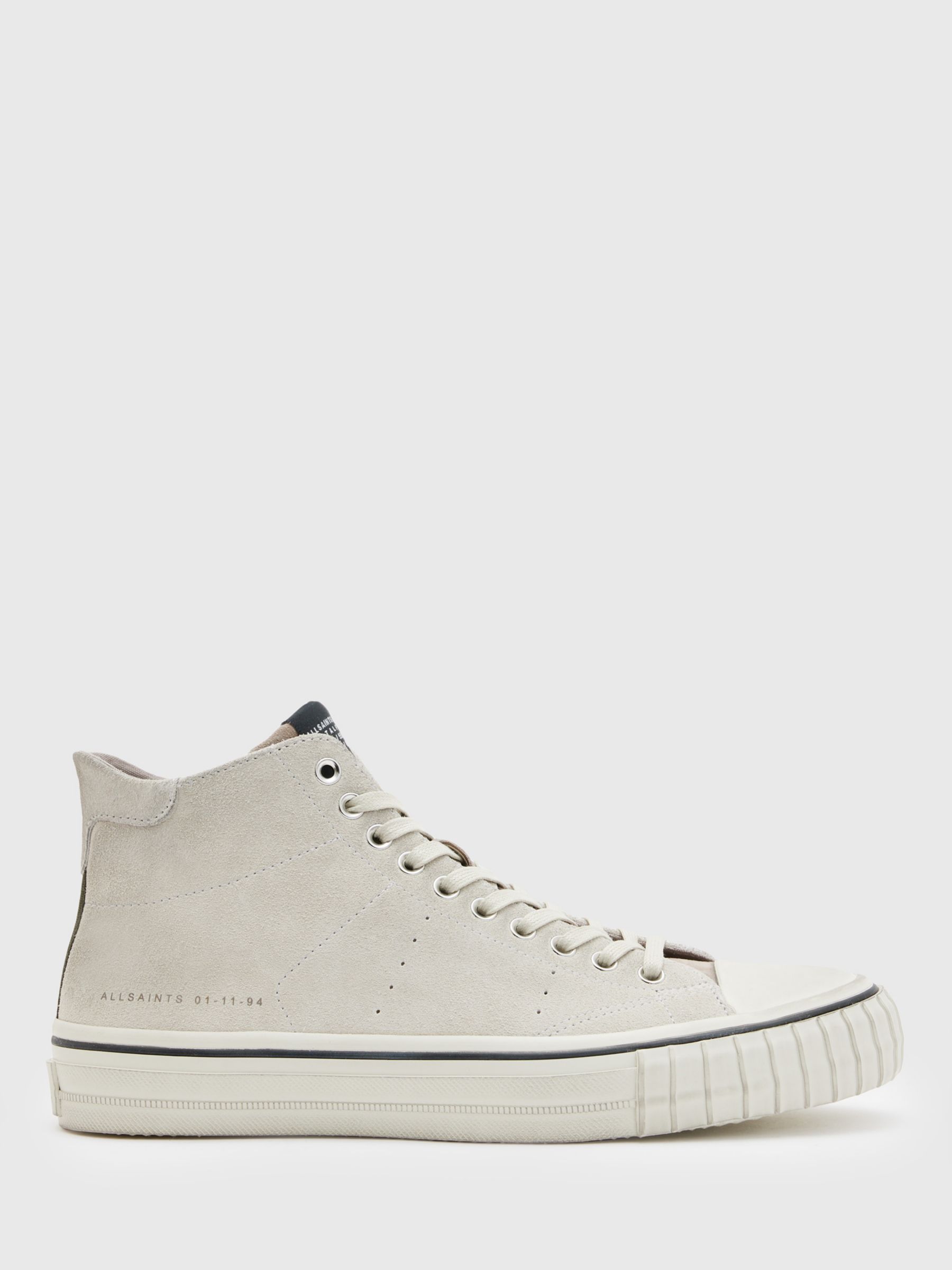 AllSaints Lewis Leather High Top Trainers, Chalk White, 10